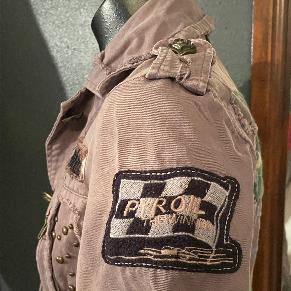 Embroidered Utility Jacket in Purple - Picture 7 of 10